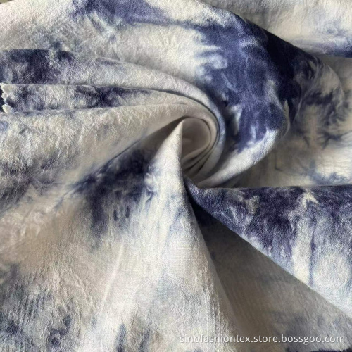 Soft Tie Dye Jacquard Printing Linen Tencil Fabric